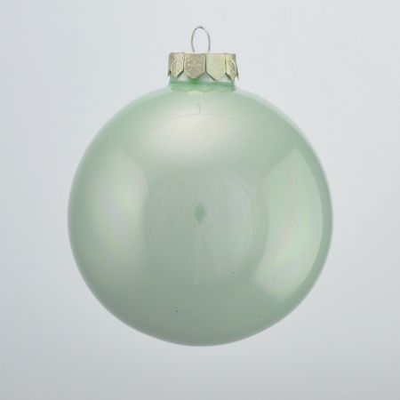 Χριστουγεννιάτικη μπάλα γυάλινη Πράσινο Μέντας γυαλιστερή 10cm