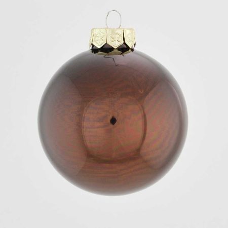 Χριστουγεννιάτικη μπάλα γυάλινη Καφέ γυαλιστερό 10cm