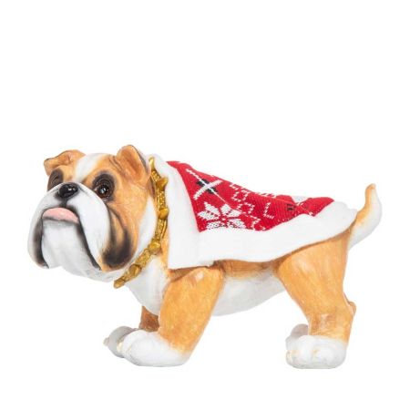 Χριστουγεννιάτικο σκυλάκι με κάπα polyresin 23x15cm