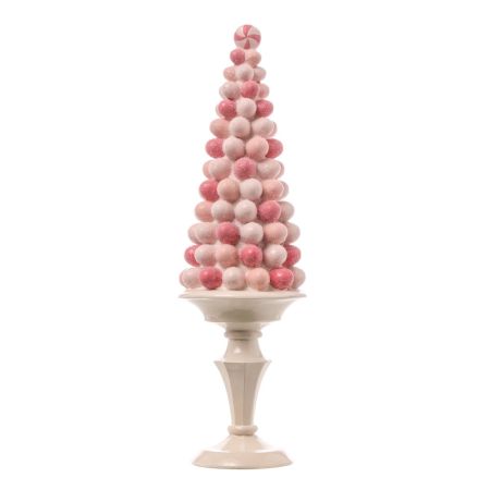 Decorative polyresin Tree with Pink balls on base 10x10x32cm 