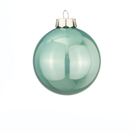 Χριστουγεννιάτικη μπάλα γυάλινη Πράσινο Μέντας γυαλιστερή 8cm