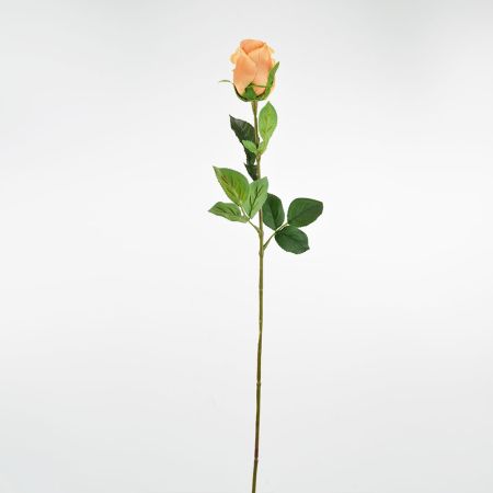 Διακοσμητικό συνθετικό τριαντάφυλλο μπουμπούκι Ροδακινί 68cm