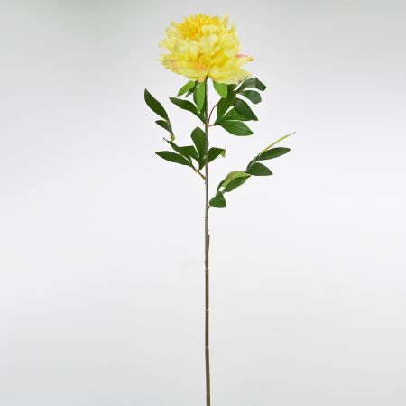 Διακοσμητικό συνθετικό λουλούδι Παιώνια κίτρινο 78cm