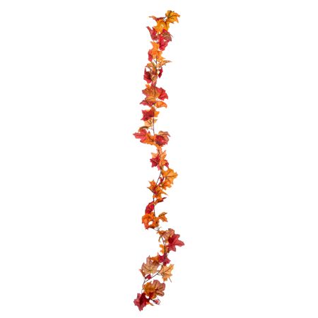 Διακοσμητική γιρλάντα με φύλλα Σφένδαμου Πορτοκαλί-Κόκκινο 180cm