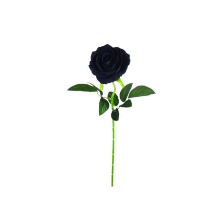 Διακοσμητικό τεχνητό βελούδινο τριαντάφυλλο Μαύρο 51cm