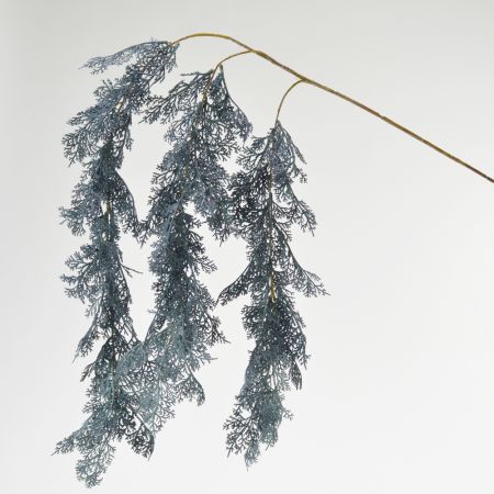 Διακοσμητική τεχνητή κρεμαστή δέσμη με φύλλα Φτέρης Μπλε 100cm