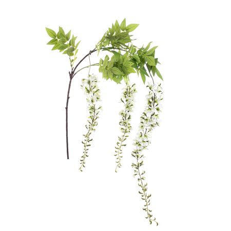 Διακοσμητικό τεχνητό κλαδί Γλυκίνη με Λευκά άνθη 175cm