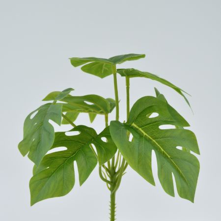 Artificial bush with 7 Monstera leaves Green 23cm