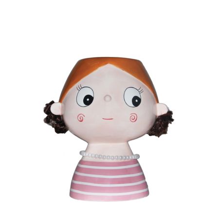 Διακοσμητικό κεραμικό βάζο κοριτσάκι με κοτσιδάκια 21.5x16.5x25.5cm