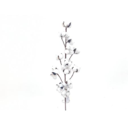 Τεχνητό κλαδί με Άνθη από Βαμβάκι Λευκό 72cm