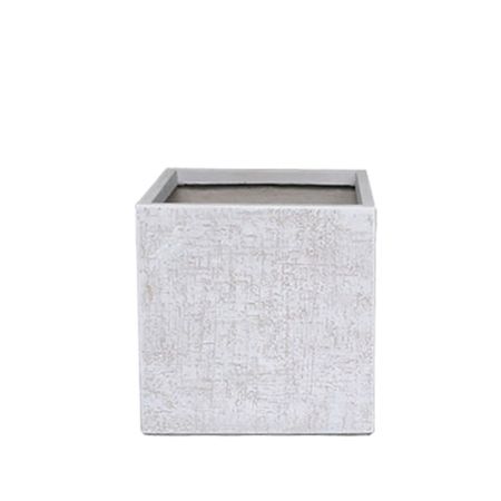 Decorative square fiberclay planter White 33x33x33cm