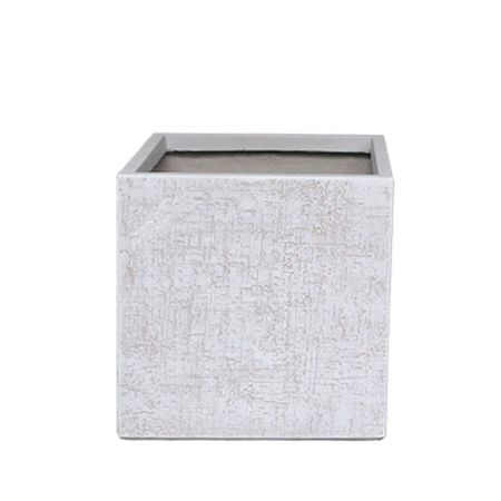 Decorative square fiberclay planter White 40x40x38cm