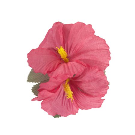 Διακοσμητικό τεχνητό λουλούδι Ιβίσκος με κλιπ Ροζ 15cm