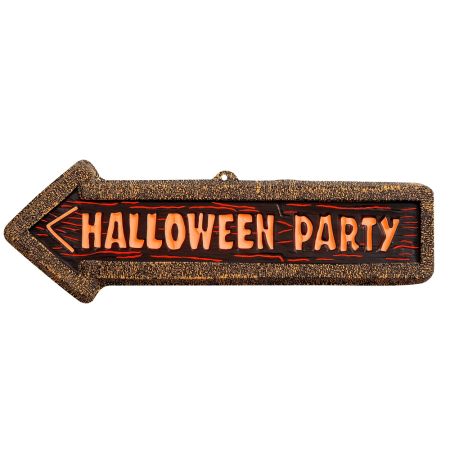 Διακοσμητική Πινακίδα-βέλος Halloween Party από συνθετικό υλικό 56x17cm