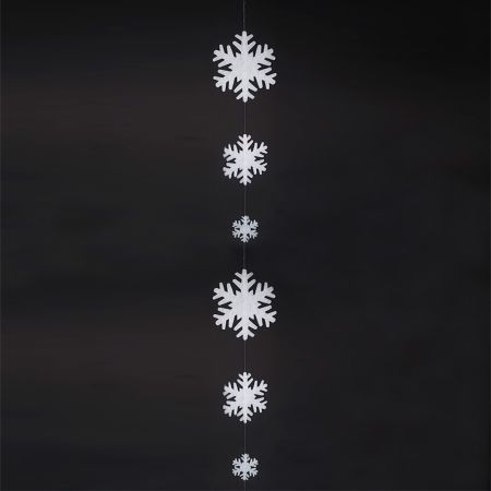 Διακοσμητική γιρλάντα με 6 νιφάδες χιονιού από βάτα 270cm