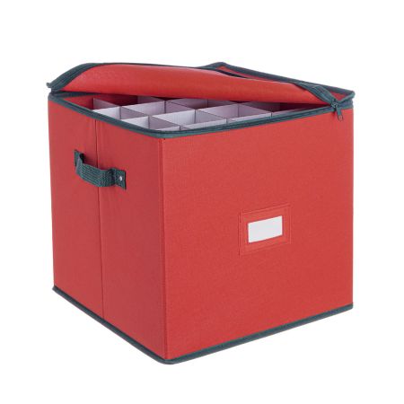 Κουτί αποθήκευσης στολιδιών τετράγωνο 27 θέσεων Κόκκινο-Πράσινο 33x33x33cm