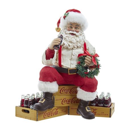 Αυθεντικός Χριστουγεννιάτικος Άγιος Βασίλης καθιστός σε καφάσια Coca-Cola® 23cm