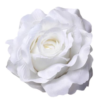 Διακοσμητικό άνθος Τριαντάφυλλου Σατέν Λευκό 20cm