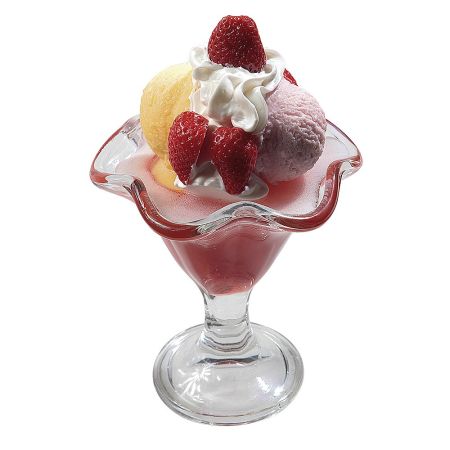 Διακοσμητικό ποτήρι με παγωτό φράουλα - απομίμηση 21cm