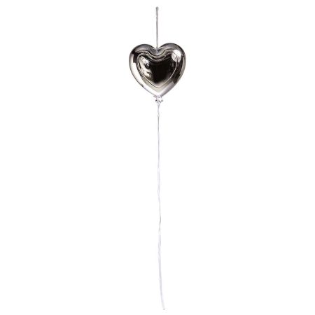 Διακοσμητικό μπαλόνι καρδιά Ασημί μεταλλικό 18cm