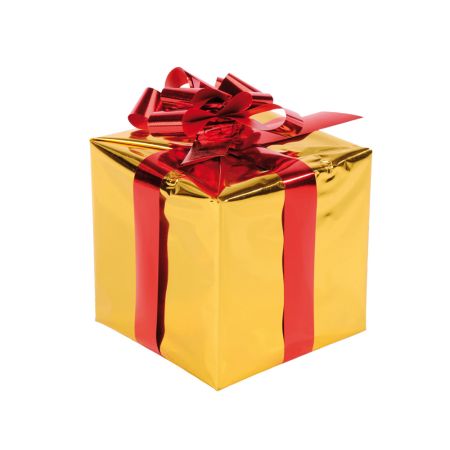 Κουτί δώρου με φιόγκο Χρυσό-Κόκκινο 15x15cm 
