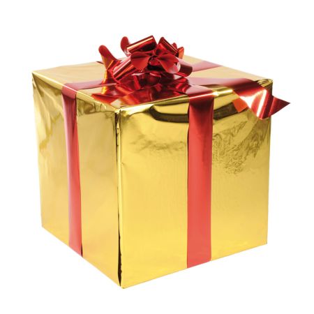 Κουτί δώρου με φιόγκο Χρυσό-Κόκκινο 50x50cm 