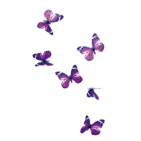 Σετ 6τμχ Διακοσμητικές πεταλούδες με κλιπ Μωβ 11cm