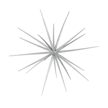 Χριστουγεννιάτικο κρεμαστό αστέρι σε σχήμα δορυφόρου Sputnik με glitter Ασημί 55cm