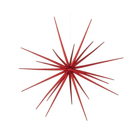 Χριστουγεννιάτικο κρεμαστό αστέρι σε σχήμα δορυφόρου Sputnik με glitter Κόκκινο 55cm