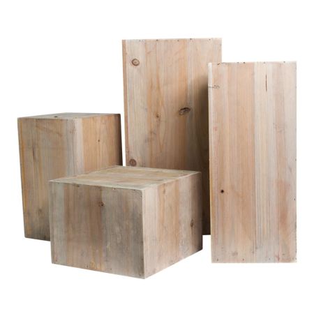 Σετ 4τμχ Διακοσμητικοί ξύλινοι κύβοι Φυσικό Καφέ 40x20cm, 35x15cm, 25x15cm, 15x20cm