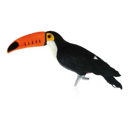 Διακοσμητικό τροπικό πουλί Τουκάν Μαύρο - Πορτοκαλί 36x16x9cm