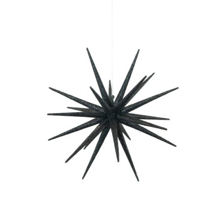 Χριστουγεννιάτικο κρεμαστό αστέρι σε σχήμα δορυφόρου Sputnik με glitter Μαύρο 21cm