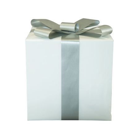 Κουτί δώρου με φιόγκο Λευκό-Ασημί 30x30cm 