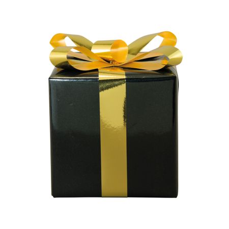 Κουτί δώρου με φιόγκο Μαύρο-Χρυσό 30x30cm 