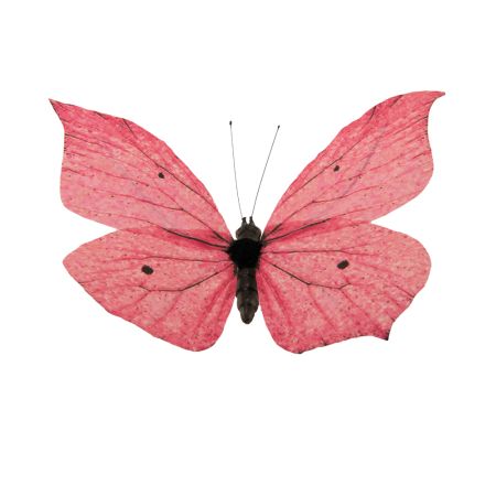 Διακοσμητική  χάρτινη πεταλούδα με σύρμα Ροζ 15x20cm 