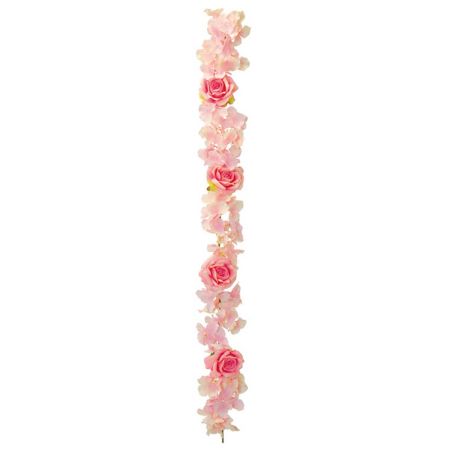 Διακοσμητική γιρλάντα με Ροζ ανθάκια και τριαντάφυλλα 120cm