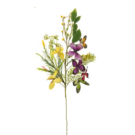 Διακοσμητικό τεχνητό κλαδί με πεταλούδες και λουλούδια 76cm