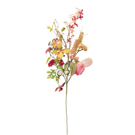 Διακοσμητικό τεχνητό κλαδί με πεταλούδες και λουλούδια 76cm
