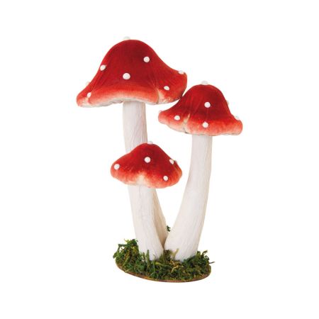 Decorative plate with 3 mushrooms Red - White 25cm