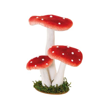 Decorative plate with 3 mushrooms Red - White 20cm