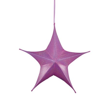Κρεμαστό χριστουγεννιάτικο υφασμάτινο αστέρι Ροζ 80cm