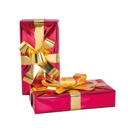 Κουτί δώρου με φιόγκο Κόκκινο-Χρυσό 40x20x8cm 