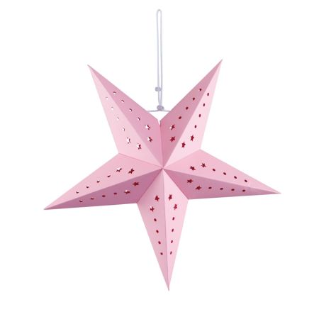 Χριστουγεννιάτικο αστέρι κρεμαστό με τρύπες σε σχήμα αστεριών Ροζ 40cm