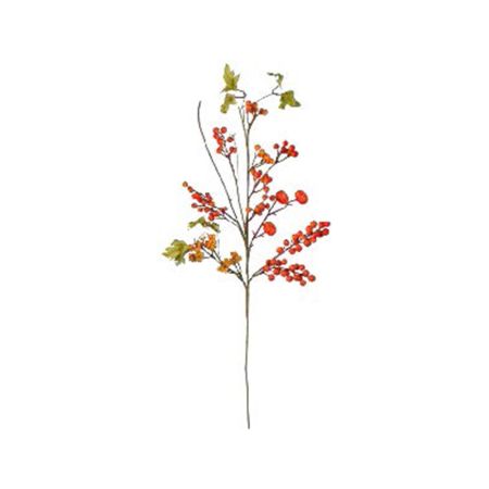 Τεχνητό κλαδί με φθινοπωρινά φύλλα και berries Κίτρινο-Πορτοκαλί 80cm