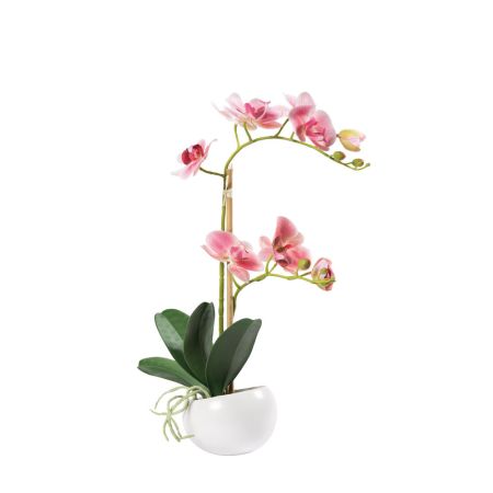 Τεχνητό φυτό Ορχιδέα με Ροζ άνθη σε κεραμική γλάστρα 48cm