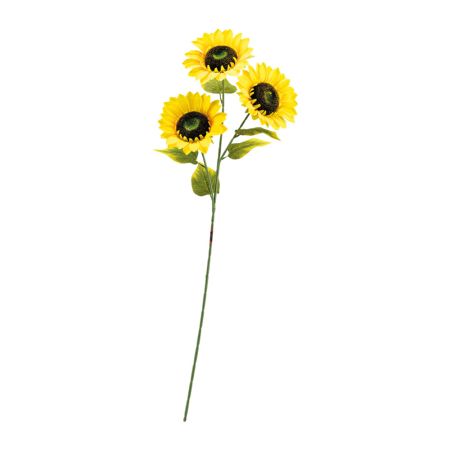 XL Διακοσμητικό λουλούδι με 3 άνθη Ηλίανθου Κίτρινο 90cm