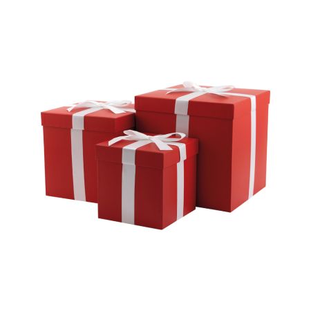 Σετ 3τμχ Κουτιά χάρτινα δώρου Κόκκινα 30x30x30cm,25x25x25cm 20x20x20cm