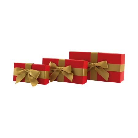 Σετ 3τμχ Κουτιά χάρτινα δώρου Κόκκινα-Χρυσά 30x15x8cm,25x12x6cm 20x20x20cm