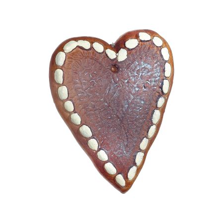 Διακοσμητικό στολίδι gingerbread καρδιά Καφέ-Λευκό 22cm 