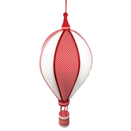 XL Χριστουγεννιάτικο κρεμαστό Αερόστατο Κόκκινο-Λευκό 50x50x123cm
